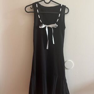 American Vintage Black Dress with White Bow